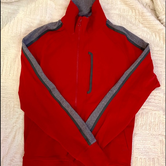 Lululemon red jacket gray & herringbone accent